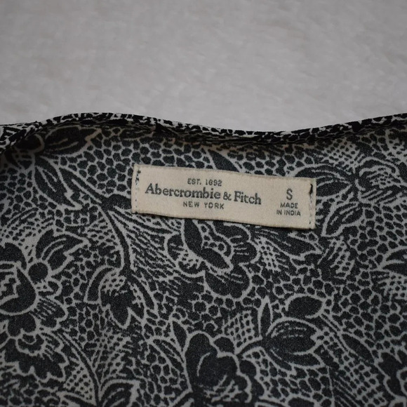 Abercrombie & Fitch Wrap Floral Dress Midi Sz S Cottagecore Boho Neutral - Picture 10 of 16